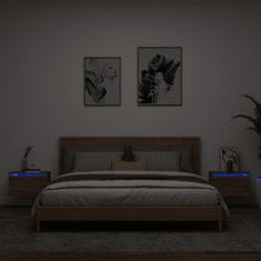 Petromila vidaXL Nástenné nočné skrinky s LED osvetlením 2 ks hnedý dub