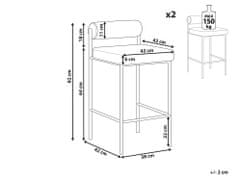 Beliani Sada 2 čalúnených barových stoličiek svetlosivá AMAYA