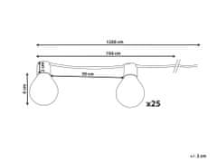 Beliani Vonkajšia inteligentná LED svetelná reťaz s 25 žiarovkami a aplikáciou teplá biela ISORTOQ