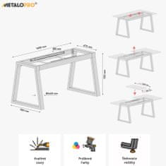 MetaloPro MetaloPro Nemesis Split Stolové nohy kovové, stabilné stolné podnože, stolové nohy čierne s výsuvom, stolné podnože do jedálne
