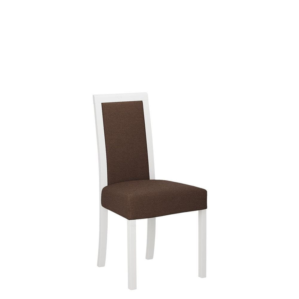 Veneti Jedálenská stolička s látkovým poťahom ENELI 3 - biela / hnedá 2