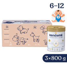 Kendamil Premium 2 HMO+ 2,4 kg (3 × 800 g), kreatívne balenie s darčekom