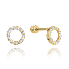 MINET Zlaté skrutkovacie náušnice s bielymi zirkónmi Au 585/1000 1,40g