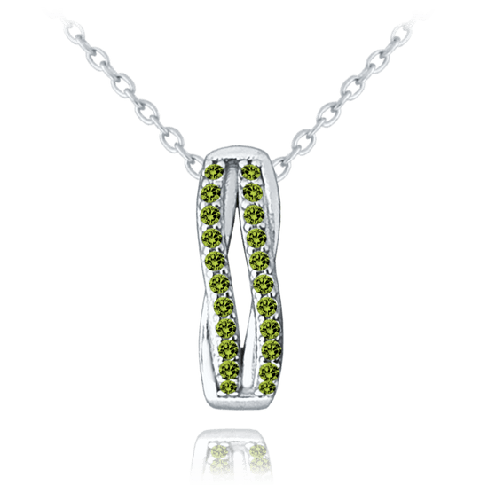 MINET Elegantný strieborný náhrdelník so zelenými zirkónmi
