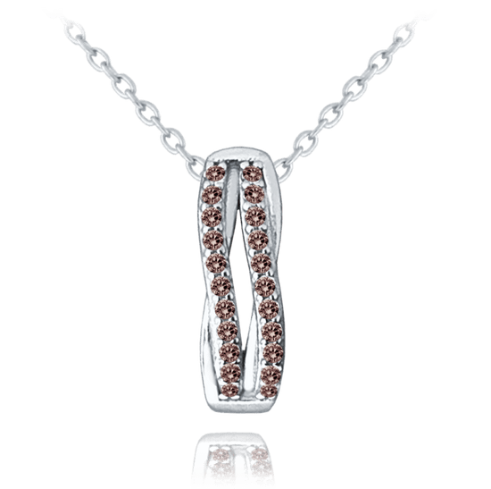 MINET Elegantný strieborný náhrdelník s hnedými zirkónmi