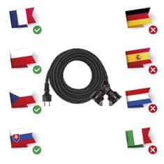 EMOS Vonkajší predlžovací kábel 10 m / 2 zásuvky / čierny / guma / 230 V / 1,5 mm2