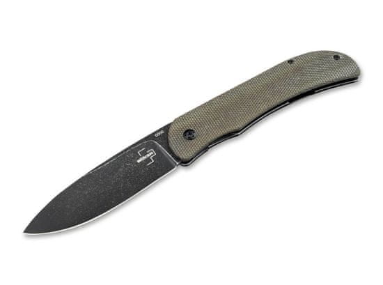 Böker Plus 01BO359 Exskelibur I vreckový nôž 8,9 cm, zelená, Micarta, oceľ, spona, nylonové puzdro