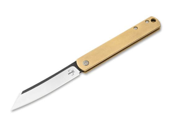 Böker Plus 01BO369 Zenshin 42 Brass vreckový nôž 7,5 cm, Stonewash, mosadz, spona