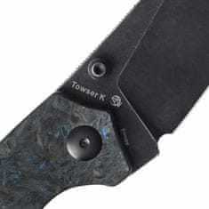 Kizer Ki4593A2 Towser K Black vreckový nôž 8,6 cm, čierny Stonewash, čierno-modrá, FAT Carbon