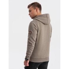 OMBRE Pánska mikina s kapucňou na zips V2 OM-SSDS-0110 khaki MDN124157 XXL