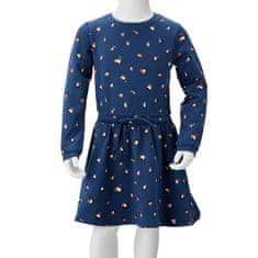 Vidaxl Detské šaty s dlhými rukávmi námornícka modrá 128