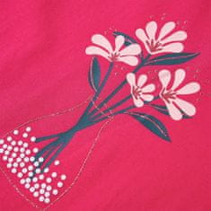 Vidaxl Detské tričko dlhý rukáv s potlačou kvetín žiarivo ružové 92