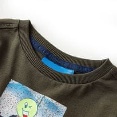 Vidaxl Detské tričko s dlhými rukávmi kaki 116