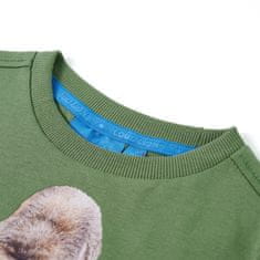 Vidaxl Detské tričko s dlhými rukávmi svetlé kaki 116