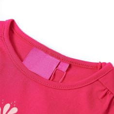 Vidaxl Detské tričko s dlhými rukávmi žiarivo ružové 140