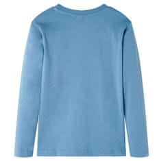 Vidaxl Detské tričko s dlhými rukávmi stredne modré 116
