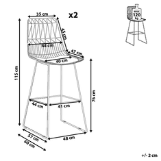 Beliani Sada 2 barových stoličiek strieborná PRESTON