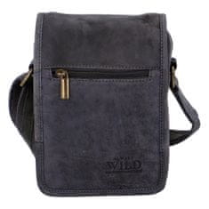 Always Wild Pánska kožená crossbody taška salvare, čierna