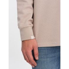 OMBRE Pánska pletená polokošeľa s golierom V2 OM-SSNZ-0149 béžová MDN124171 XL