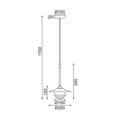 ACA ACA Lighting závesné svietidlo 1XG9 mosadz/čierny kov plus sklo D20XH116CM LAYLA HL4311P20BB