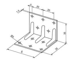 STREFA Stavebný uholník 05-80,35x35x50 ZAR - žiarový zinok - balenie po 1 ks
