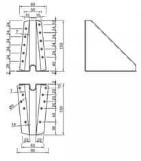 STREFA Podpera BV/P 05-42/160, 160 mm, ZAR - balenie po 1 ks