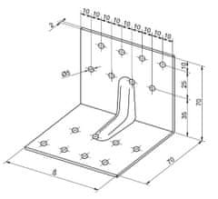 STREFA Uholník s výstužou 05-12, 70x70x80 ZAR - balenie po 1 ks