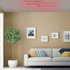 PAUL NEUHAUS LEUCHTEN DIREKT aj s JUST LIGHT LED stropné svietidlo farba oceľ, hranaté, geometrický štýl, Smart Home MEDION RGB plus 2700-5000K