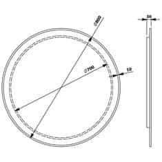 SAPHO SHARON okrúhle LED podsvietené zrkadlo priemer 80cm, čierna mat (E28904CI) 31255CI - Sapho