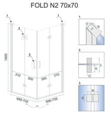 REA Sprchovací kút 800x800x1900 bez vaničky - sklo transparent Fold N2 REA-K9990 - Rea