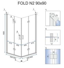 REA Sprchovací kút 800x800x1900 bez vaničky - sklo transparent Fold N2 REA-K9990 - Rea