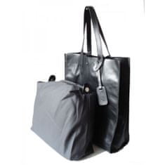 Vera Pelle Kabelky každodenné čierna Shopper Bag Genuine Leather A4