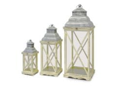 Lampáš drevo, kov 3 ks set 140x410/220x580/290x790mm, prírodný