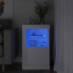 Petromila vidaXL Bočná skrinka s LED svetlami biela kompozitné drevo