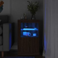 Vidaxl Bočná skrinka s LED svetlami hnedý dub kompozitné drevo