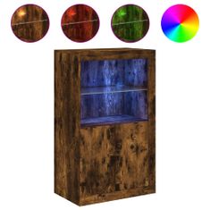 Petromila vidaXL Bočná skrinka s LED svetlami dymový dub kompozitné drevo