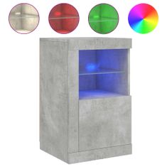 Petromila vidaXL Bočná skrinka s LED svetlami betónovo sivá kompozitné drevo