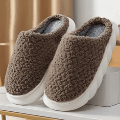 HOME & MARKER® Teplé zimné protišmykové papuče unisex – hnedá 38/39 | COZYSTEPS