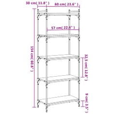 Vidaxl Knižnica, 5 políc, dub sonoma 60x30x154 cm, kompozitné drevo