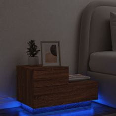 Petromila vidaXL Nočný stolík s LED svetlami hnedý dub 70x36x40,5 cm