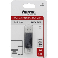 HAMA Flashdisk flashPen Laeta Twin 16 GB 10 MB/s, šedá