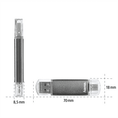 Flashdisk flashPen Laeta Twin 16 GB 10 MB/s, šedá