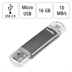 HAMA Flashdisk flashPen Laeta Twin 16 GB 10 MB/s, šedá