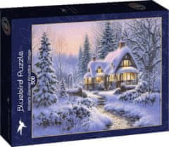 Blue Bird Puzzle Zimná prikrývka Wouldbie Cottage 500 dielikov