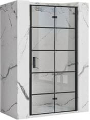 REA Molier, skladacie sprchové dvere 90x190cm, 6mm číre sklo, čierny profil, REA-K8538