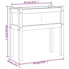 Vidaxl Záhradný kvetináč s nohami biely 70x31x70 cm masívna borovica