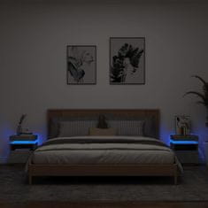 Vidaxl Nočné stolíky s LED svetlami 2 ks betónovo sivé 40x39x48,5 cm