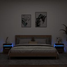 Vidaxl Nočné stolíky s LED svetlami 2 ks hnedý dub 40x39x48,5 cm