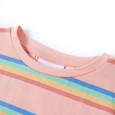 Vidaxl Detské tričko s potlačou pásikov dúhy broskyňové 92