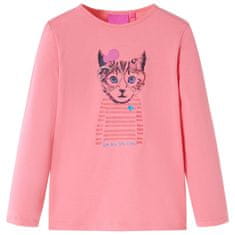 Vidaxl Detské tričko s dlhým rukávom s potlačou mačky ružové 92